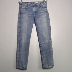 AG Womens Prima Crop Cigarette Leg Jeans Light Wash Blue Sz 28 slim